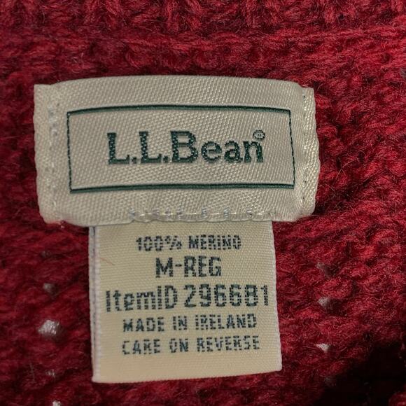 L.L. Bean Fisherman Cardigan 1912 Heritage Sweater Womens Size Small Red Ireland - Picture 7 of 8